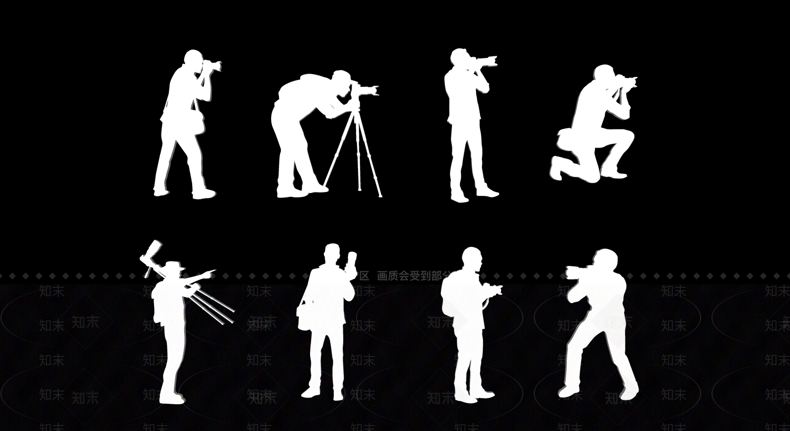 2D现代摄影相机人物剪影SU模型下载【ID:1156879661】