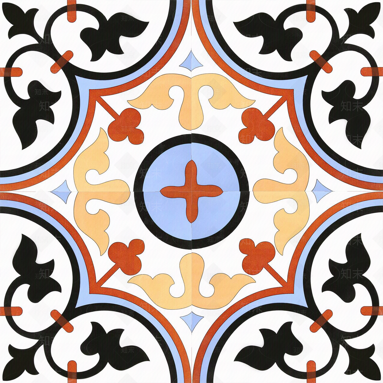 摩洛哥复古民族风彩色拼花花砖贴图下载【ID:1156881888】