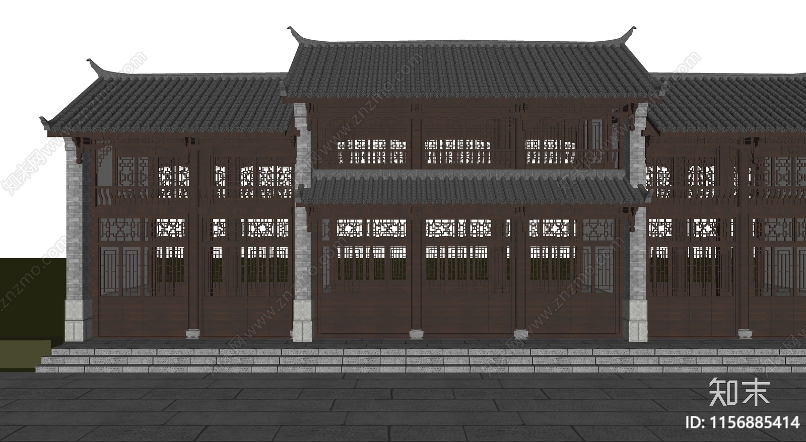 中式古代建筑SU模型下载【ID:1156885414】