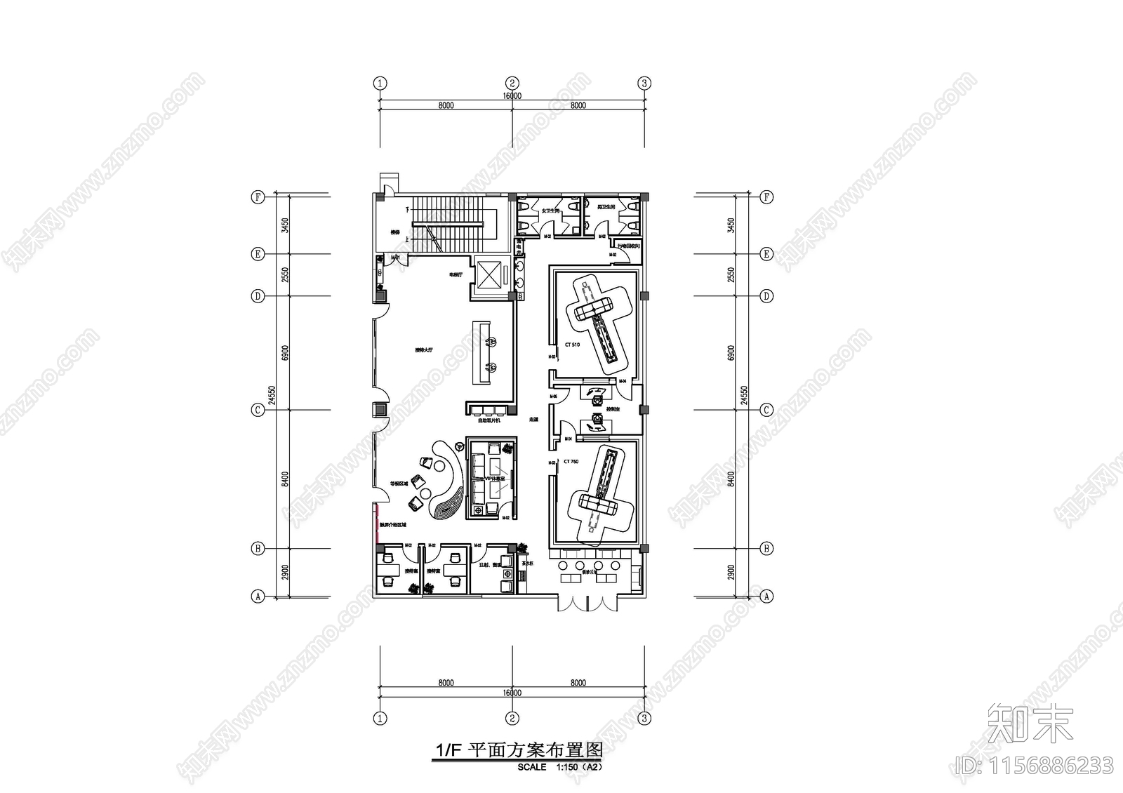 现代医疗医院室内cad施工图下载【ID:1156886233】