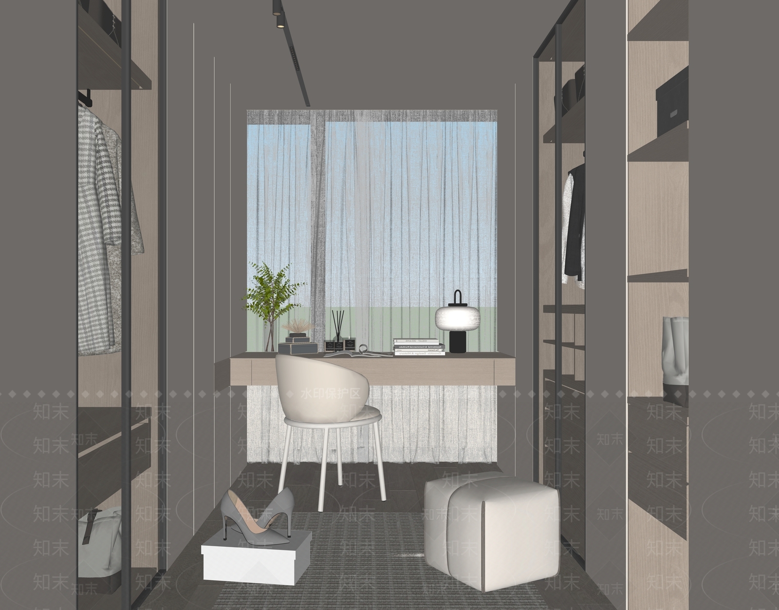 现代家居衣帽间SU模型下载【ID:1156888942】