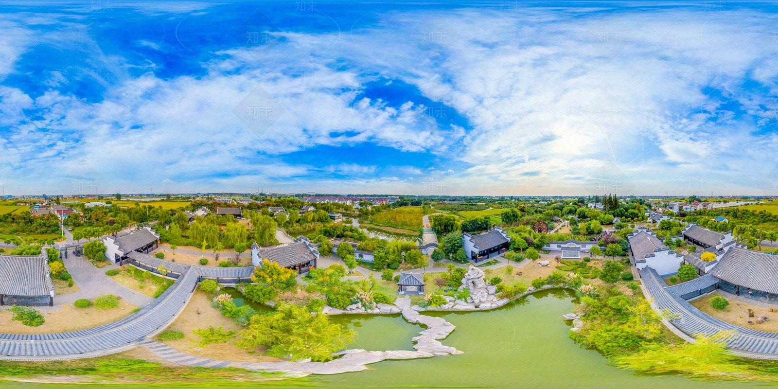 古镇绿化园区风景全景HDR贴图下载【ID:1156890321】