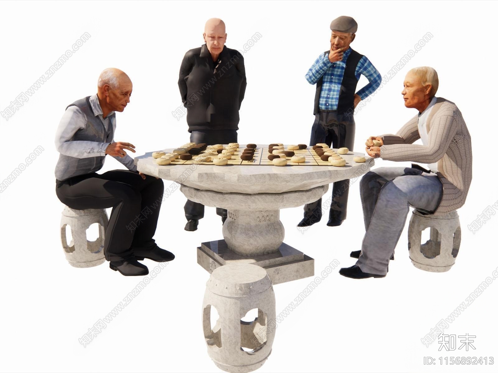 广场氛围老人活动多人下棋老人3D模型下载【ID:1156892413】