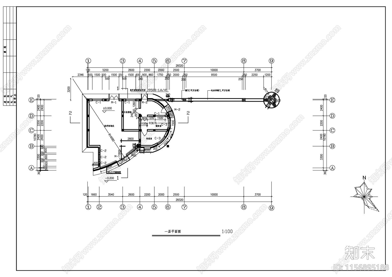 厂房门卫室大门建筑cad施工图下载【ID:1156895188】