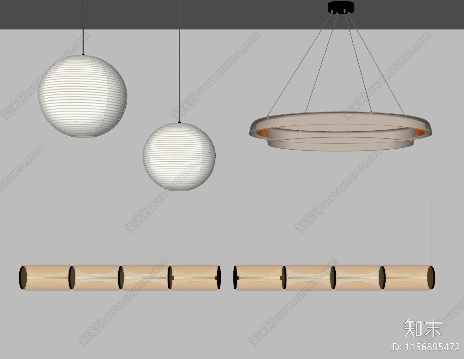 侘寂风吊灯组合SU模型下载【ID:1156895472】