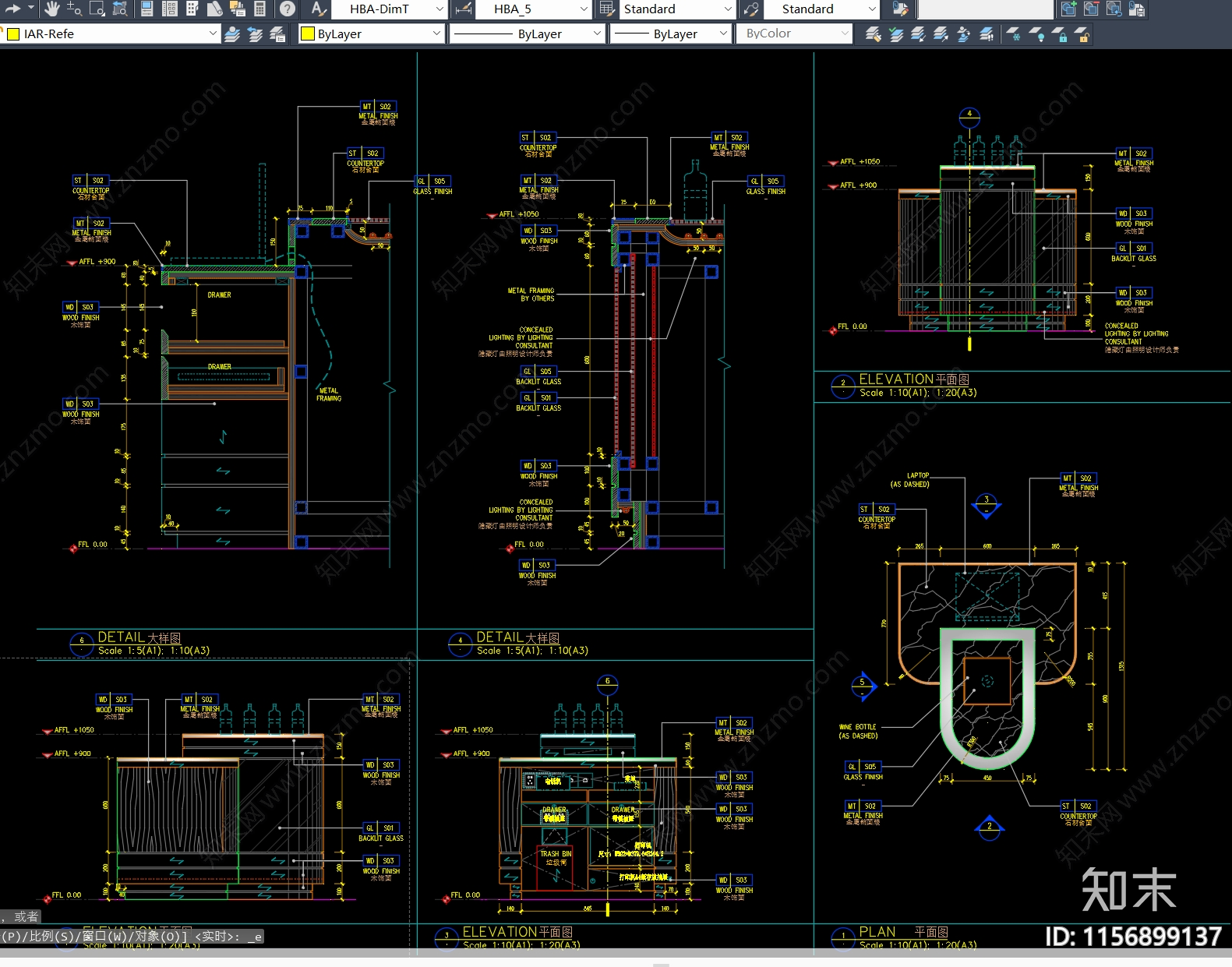 现代酒店酒吧品酒吧台节点详图施工图下载【ID:1156899137】