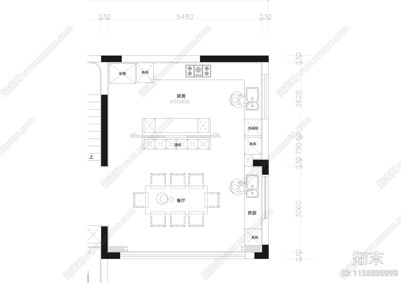 家居餐厅cad施工图下载【ID:1156899999】