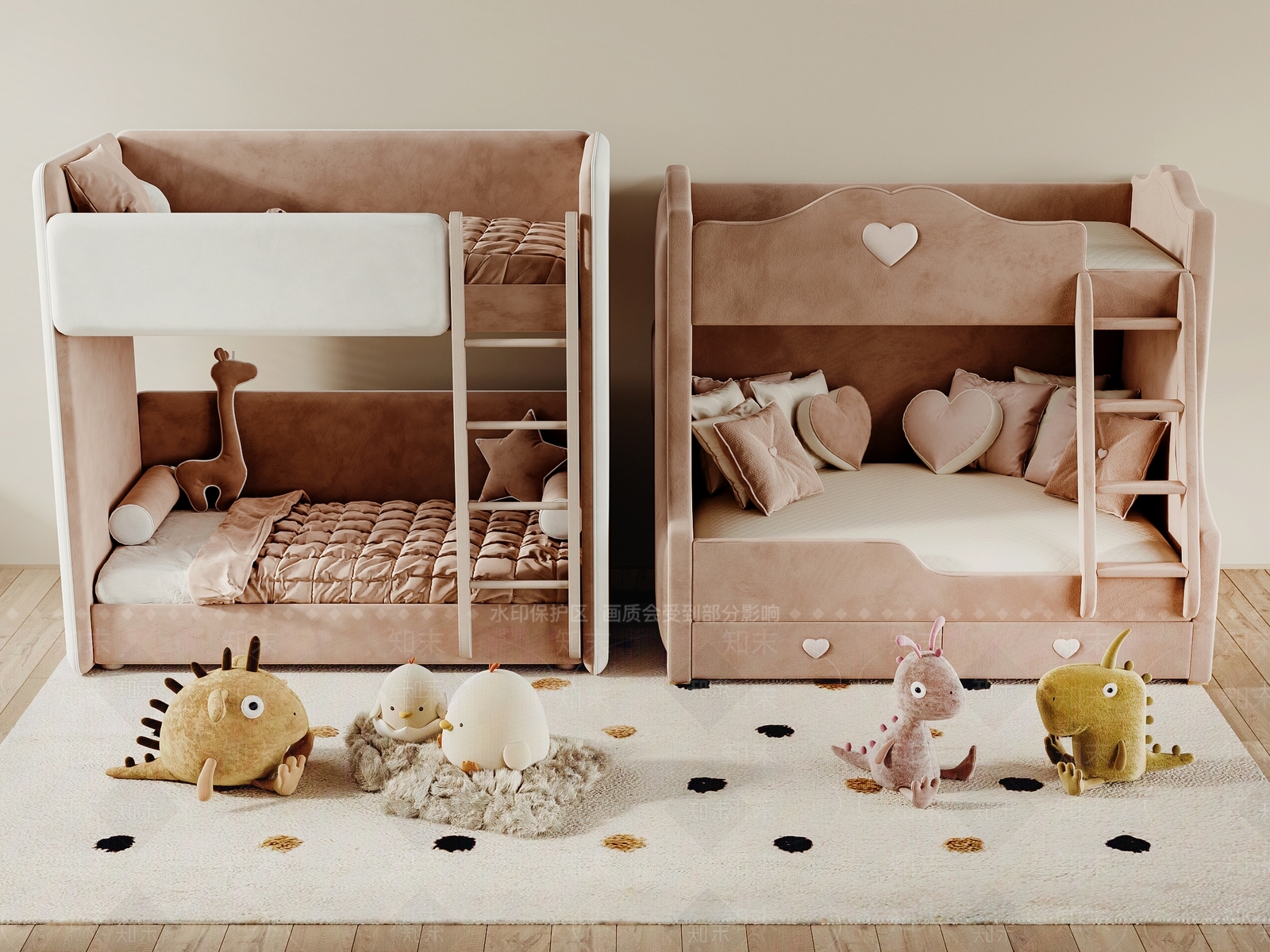 现代儿童上下床3D模型下载【ID:1156902266】