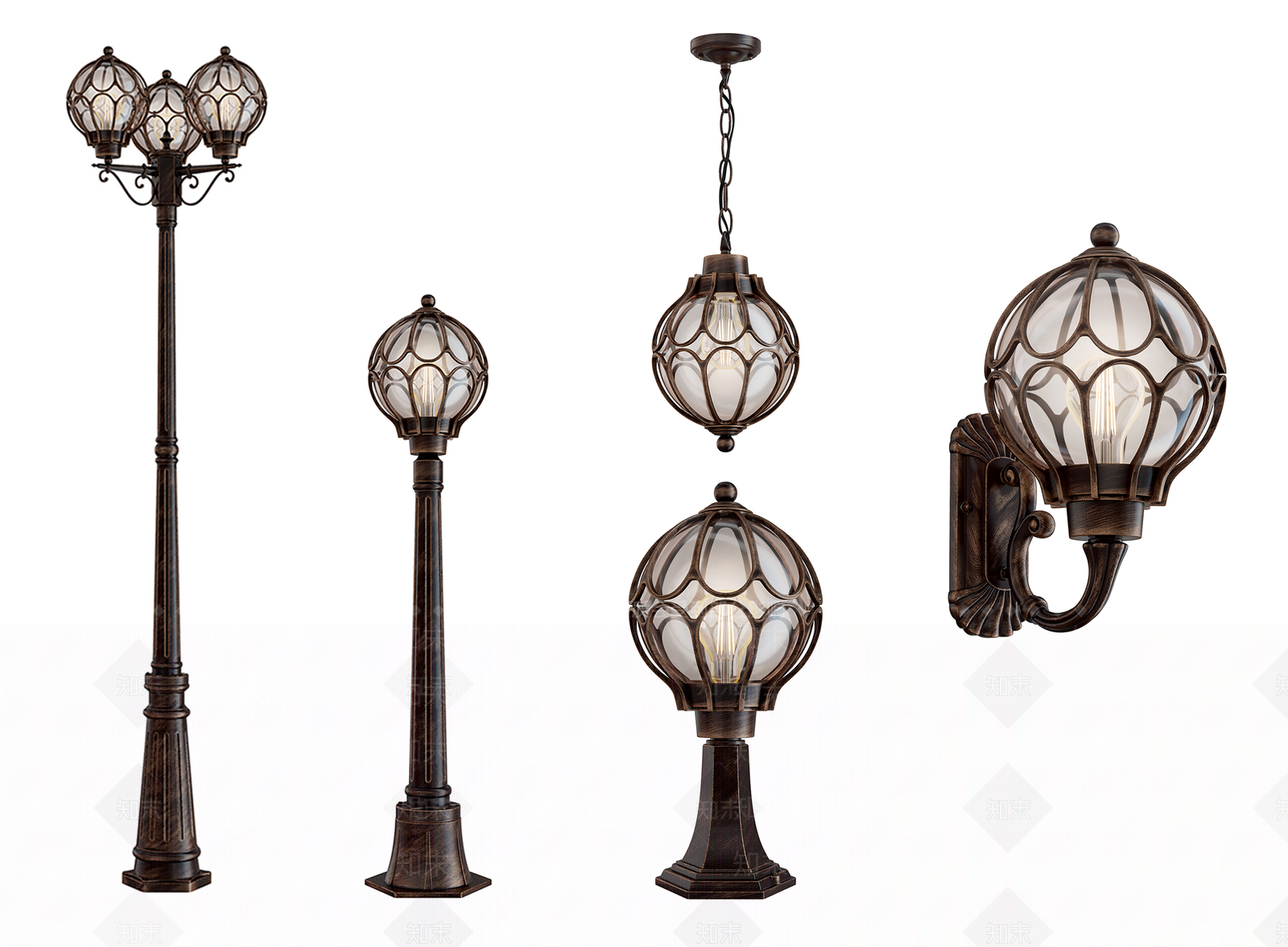 欧式灯具组合SU模型下载【ID:1156904717】