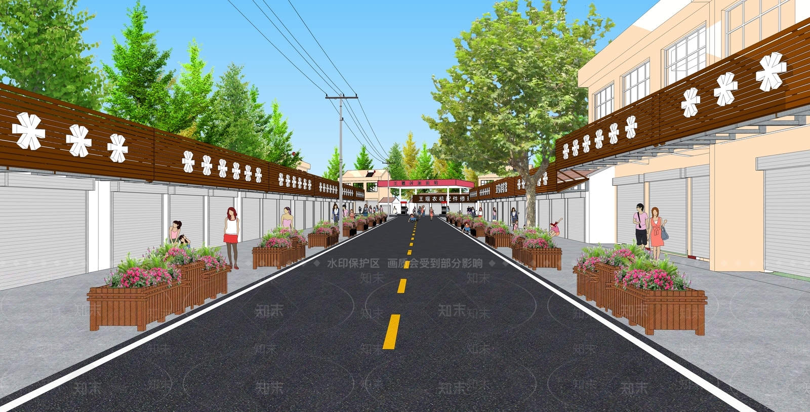 新中式乡村街道SU模型下载【ID:1156905971】