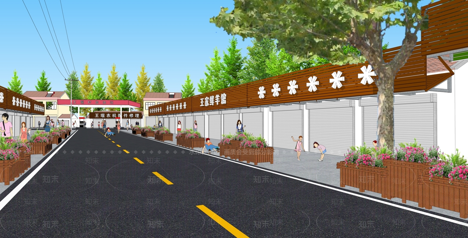 新中式乡村街道SU模型下载【ID:1156905971】
