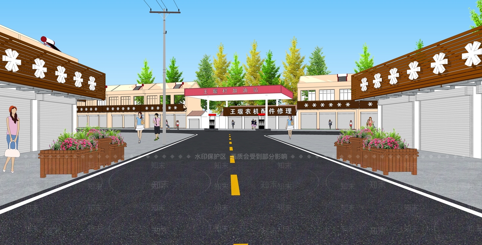 新中式乡村街道SU模型下载【ID:1156905971】
