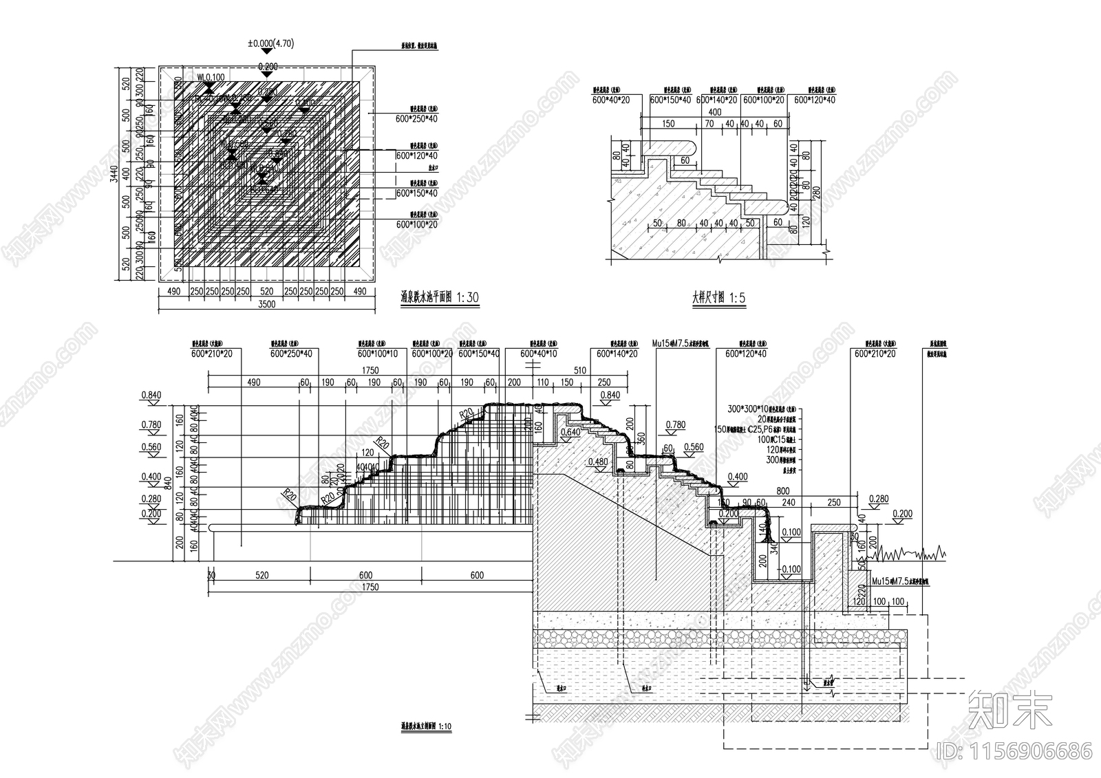 校园教学楼区室外景观节点详图cad施工图下载【ID:1156906686】