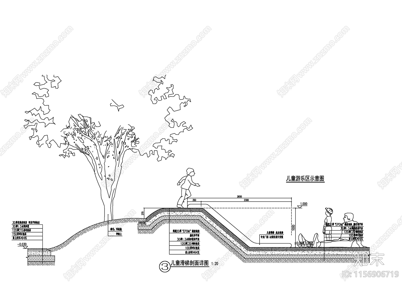 儿童区矮坡滑梯施工图下载【ID:1156906719】