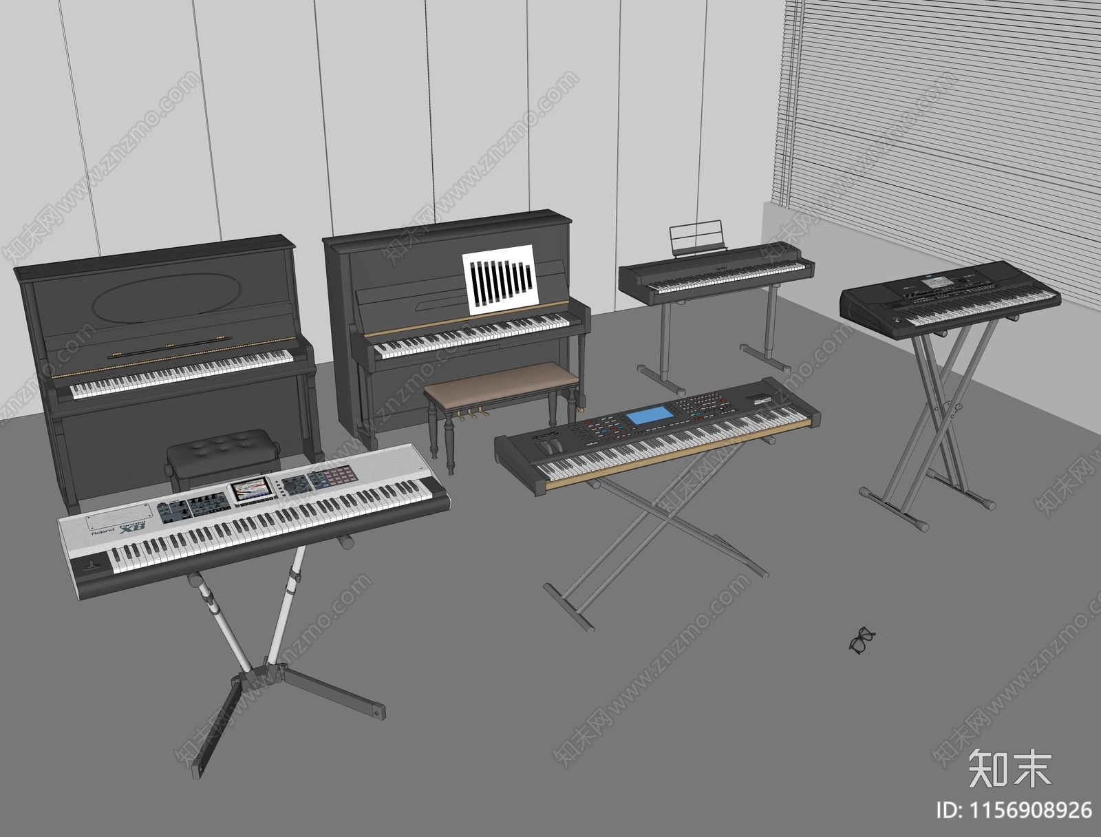 现代钢琴SU模型下载【ID:1156908926】