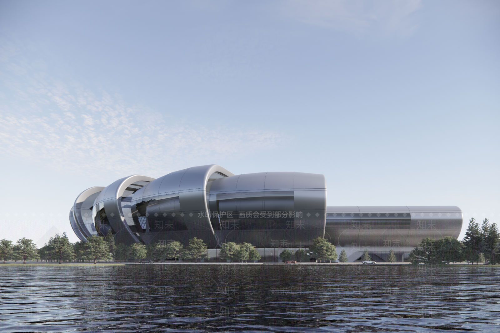 现代展览馆建筑SU模型下载【ID:1156908788】