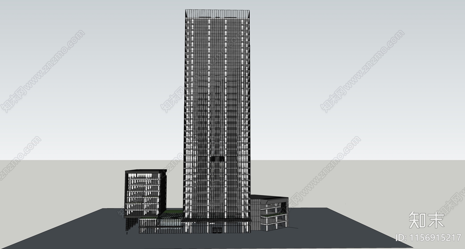 现代简约办公综合裙楼SU模型下载【ID:1156915217】