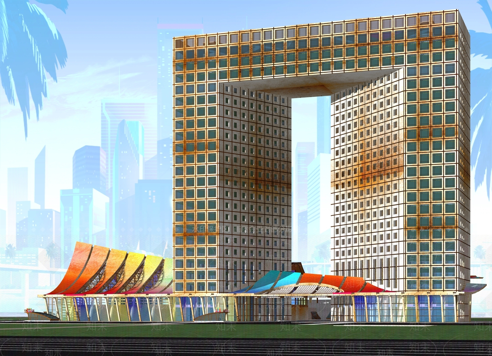 现代展览馆建筑SU模型下载【ID:1156915406】