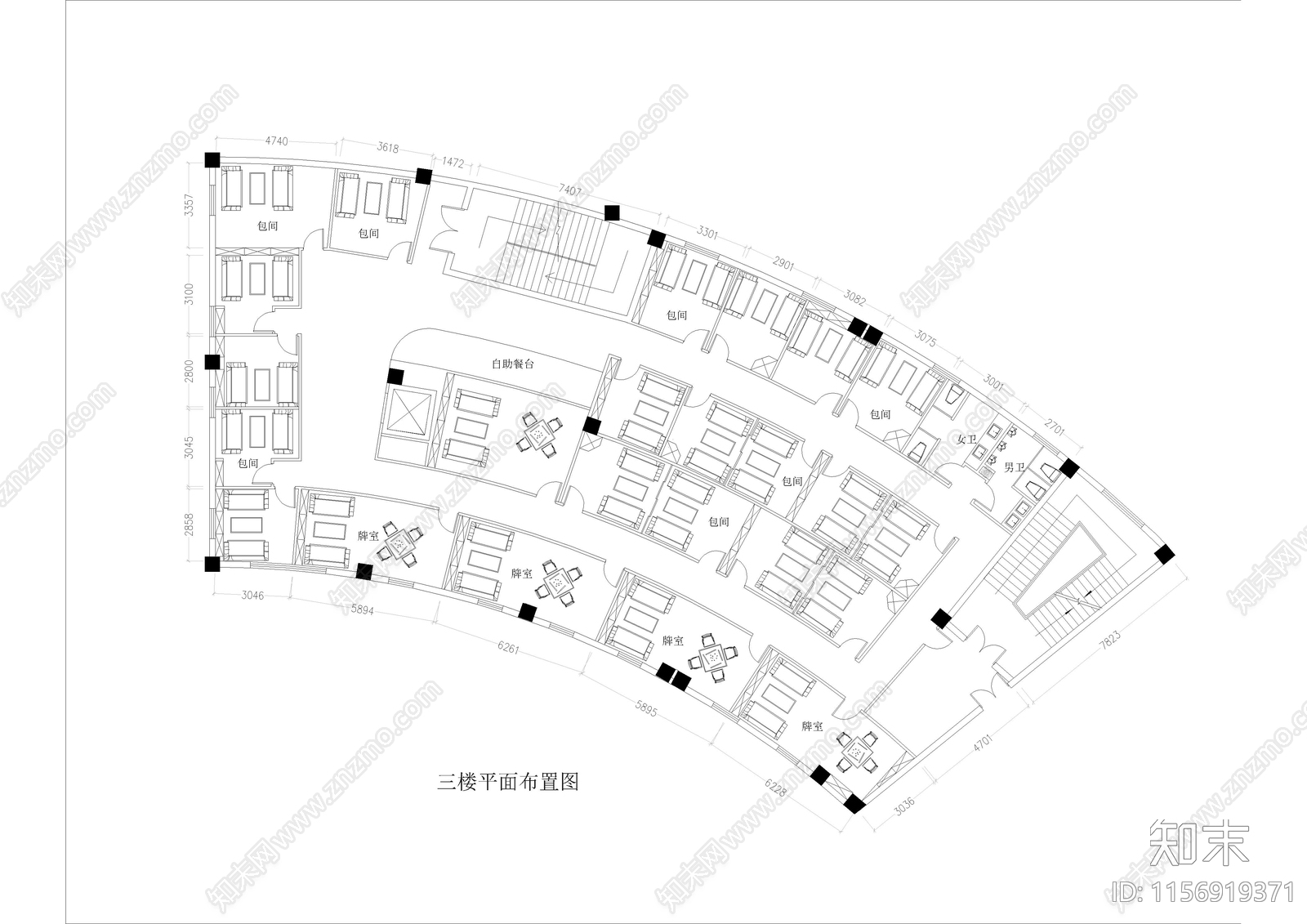 1450㎡西餐厅咖啡厅cad施工图下载【ID:1156919371】