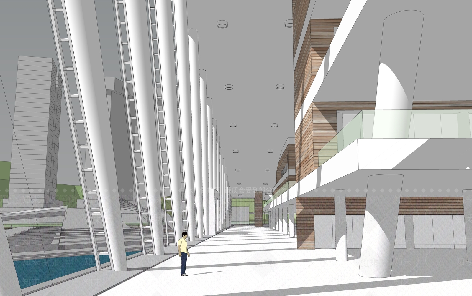 现代展览馆建筑SU模型下载【ID:1156920037】