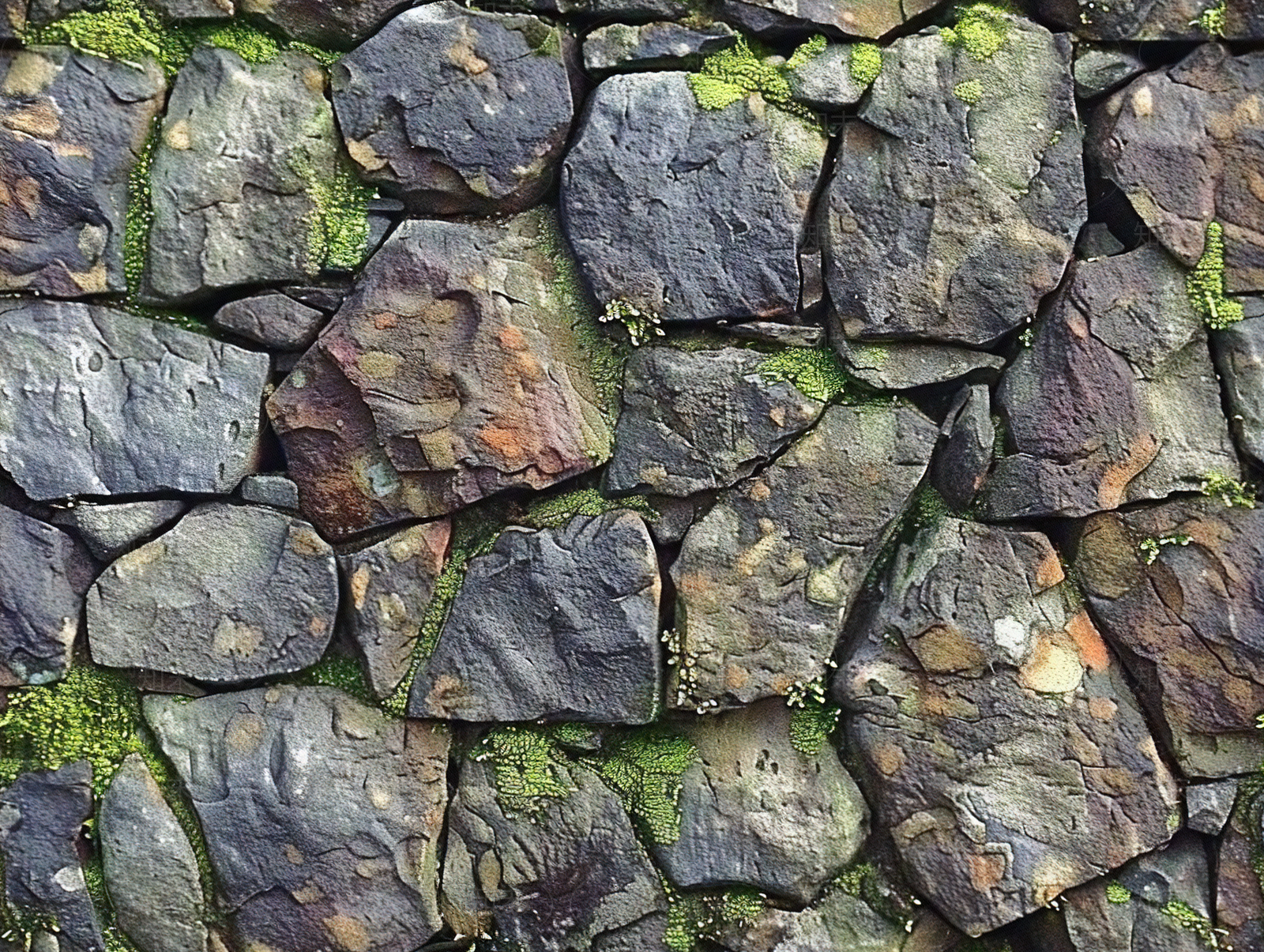 无缝苔藓乱石石墙贴图下载【ID:1156925876】