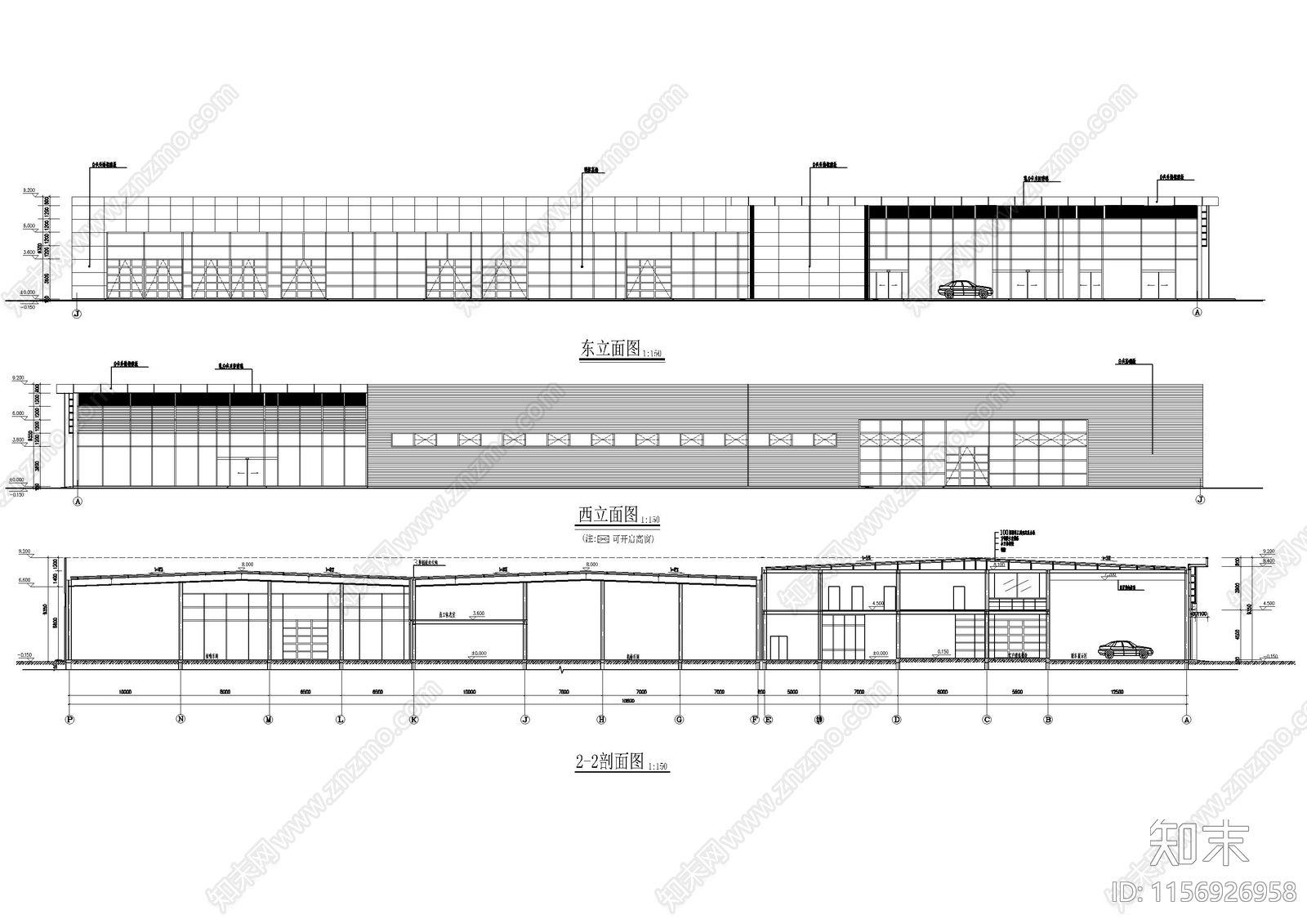 宝马4S店建筑cad施工图下载【ID:1156926958】