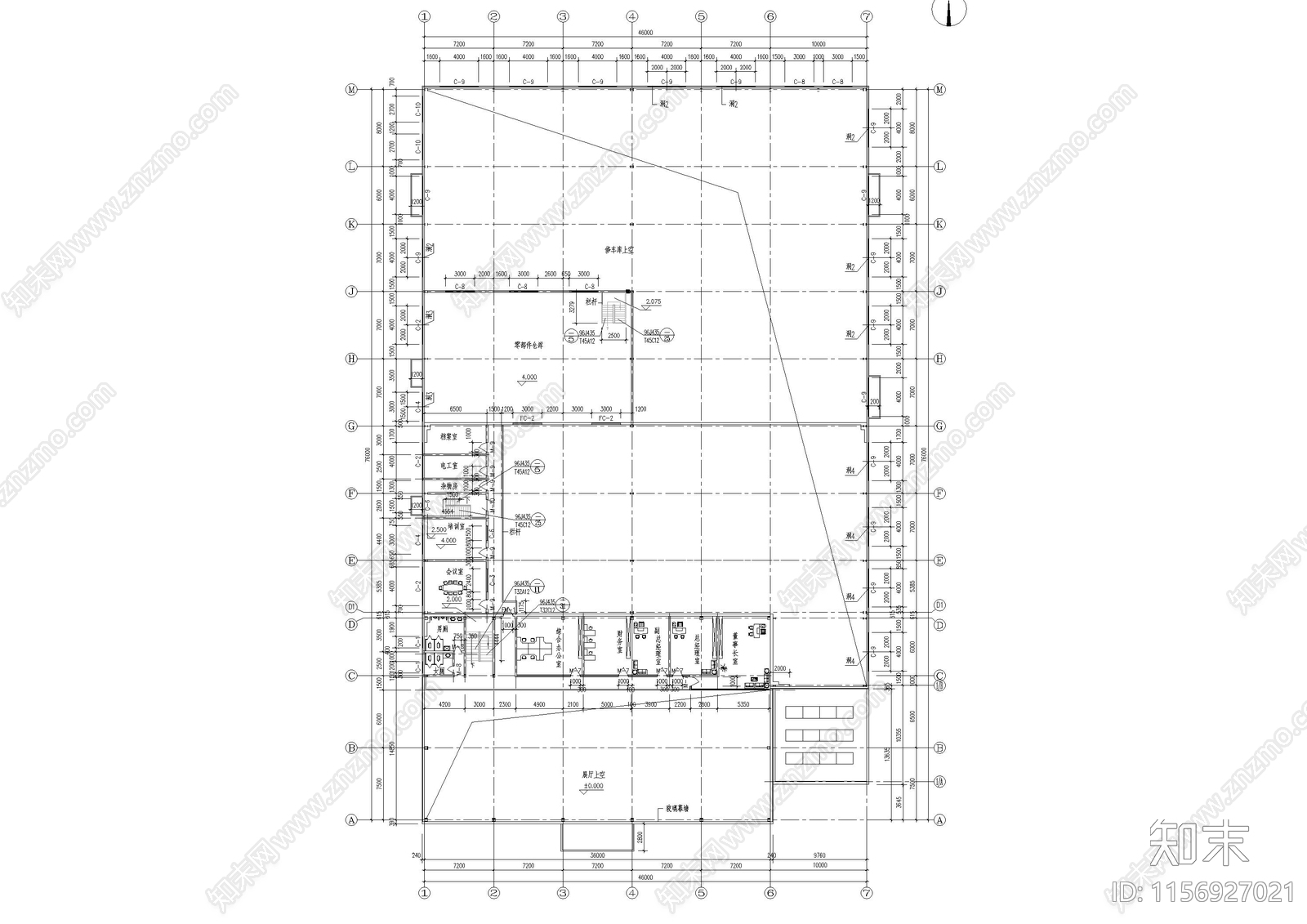 本田汽车展厅建筑cad施工图下载【ID:1156927021】