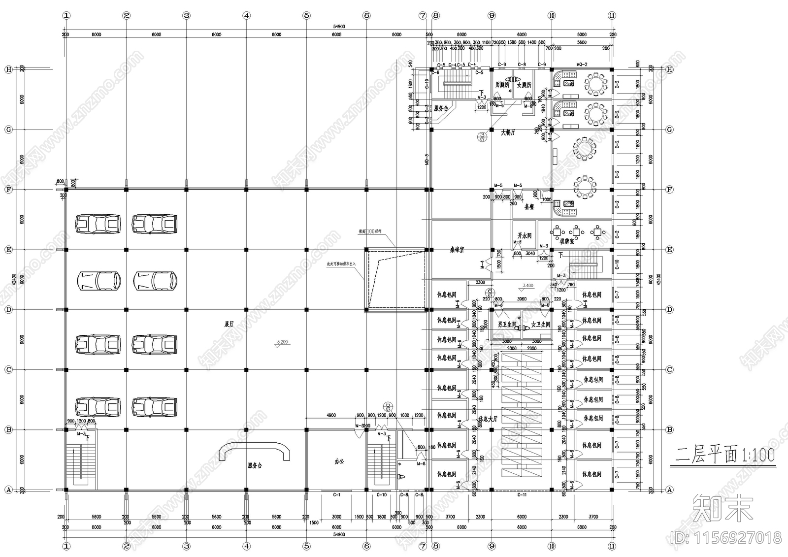 车展厅建筑cad施工图下载【ID:1156927018】