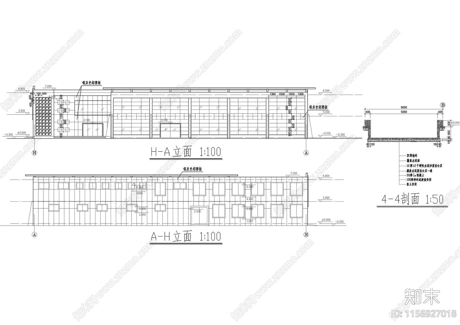 车展厅建筑cad施工图下载【ID:1156927018】