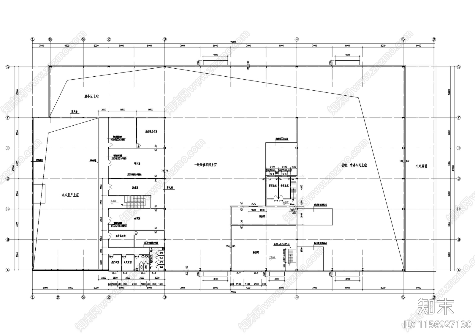 东风本田展厅建筑cad施工图下载【ID:1156927130】