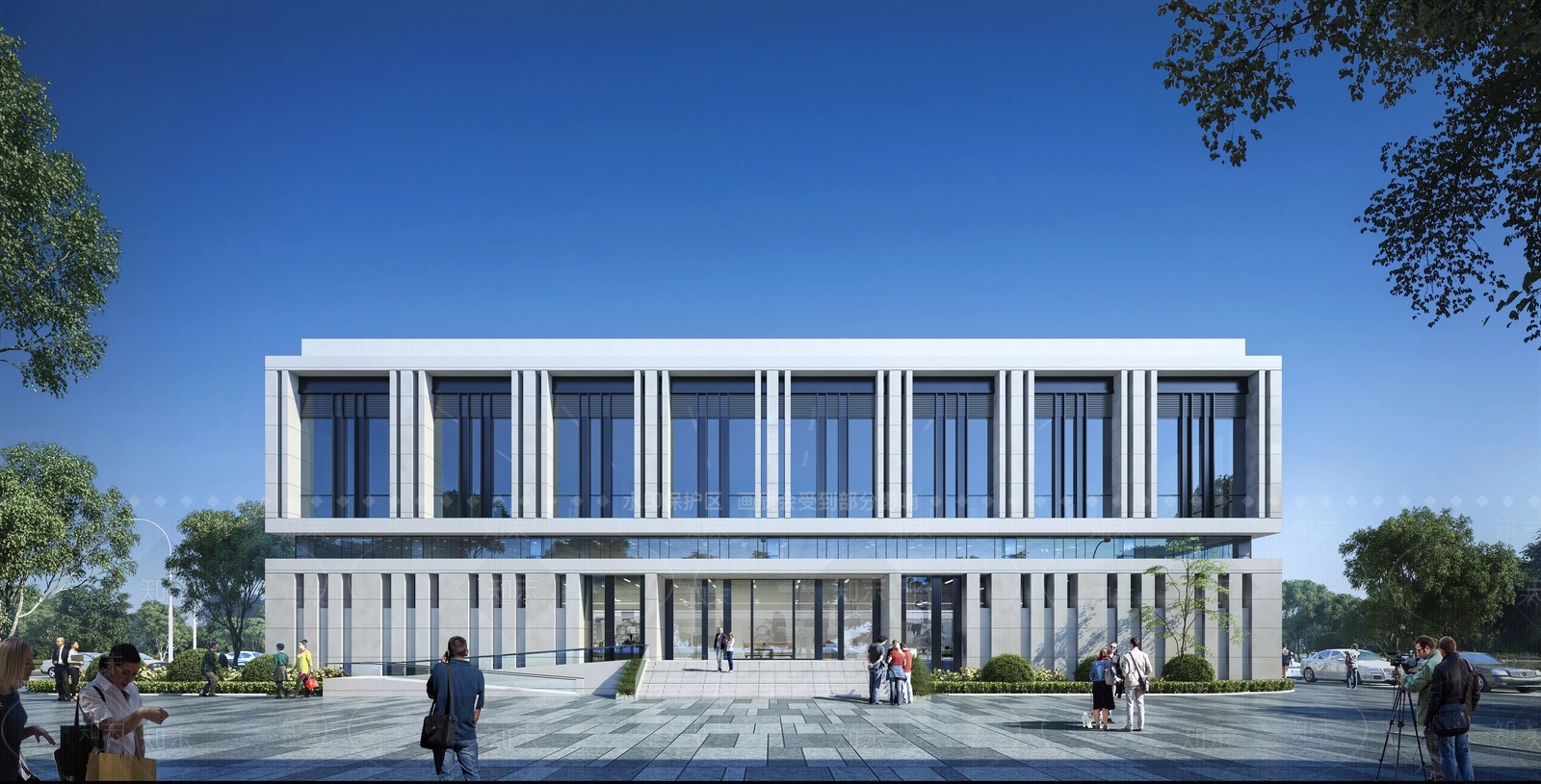 现代简洁办公建筑SU模型下载【ID:1156928270】