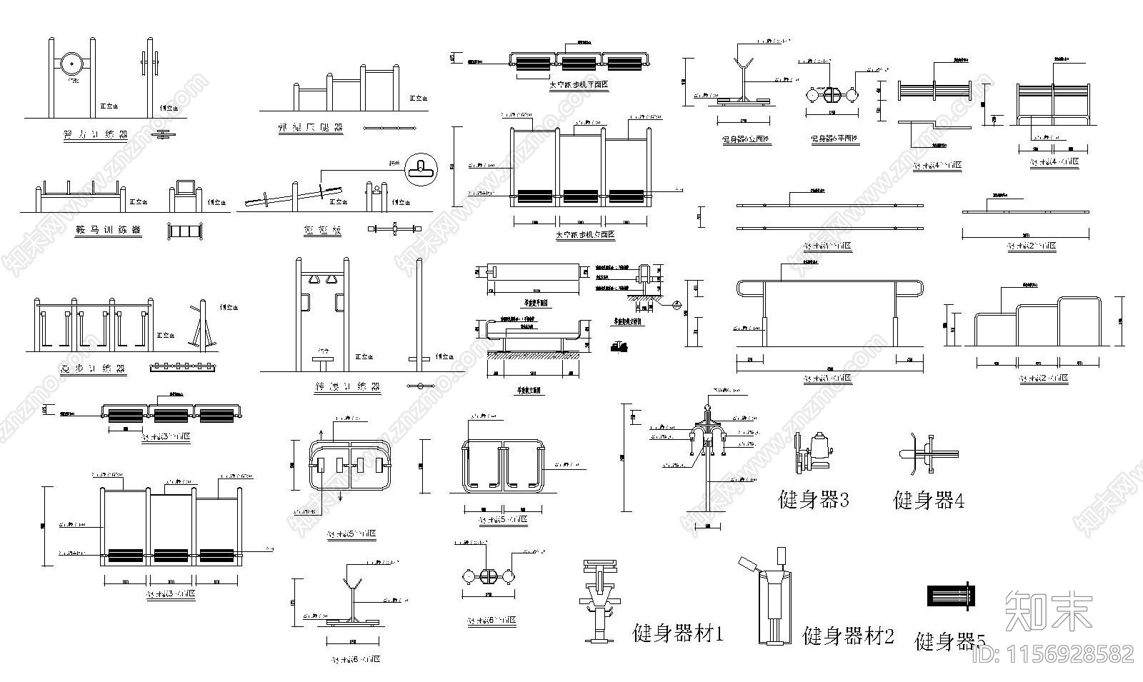 室外健身器材图库施工图下载【ID:1156928582】