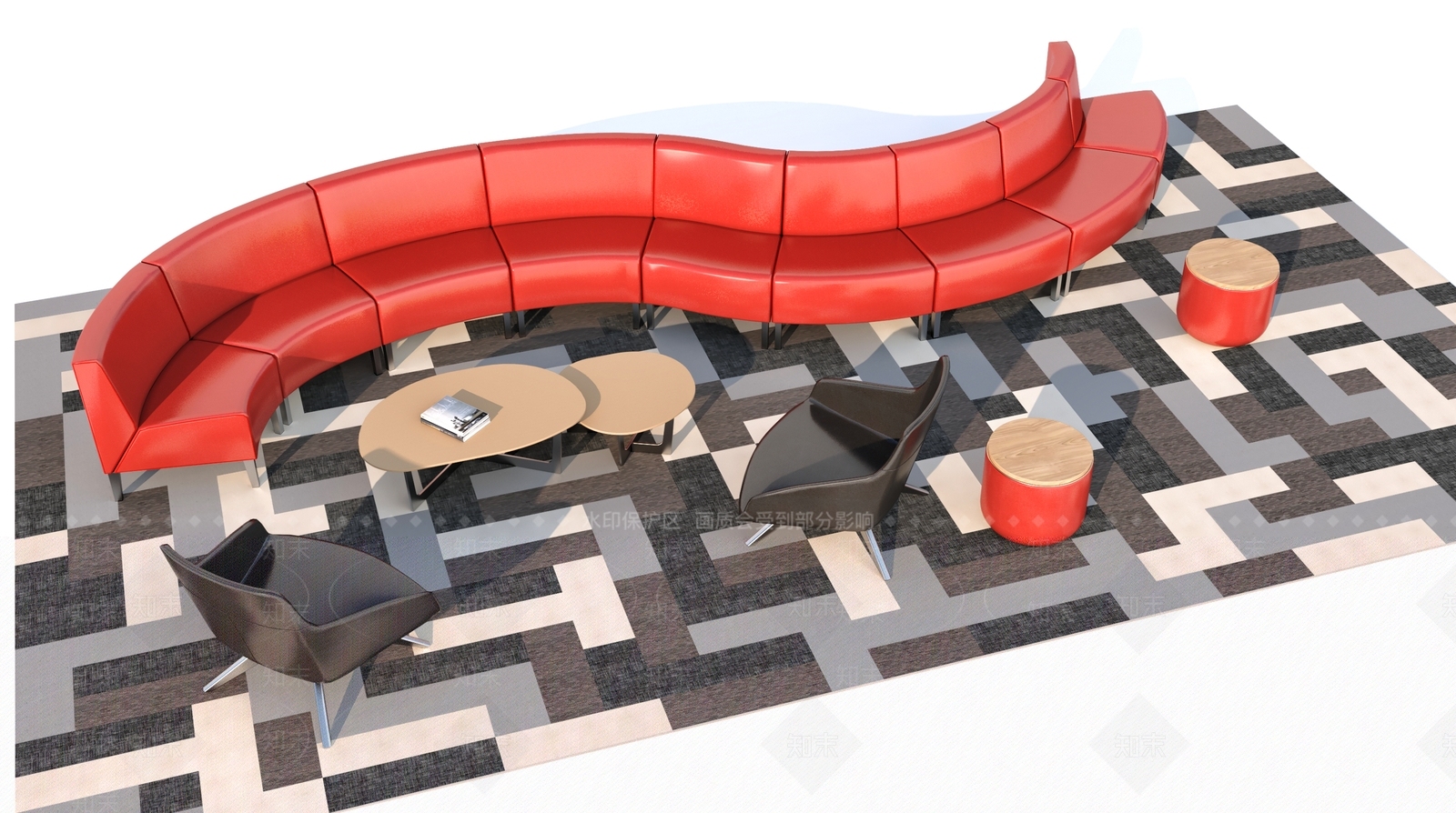 现代办公室沙发组合3D模型下载【ID:1156929827】