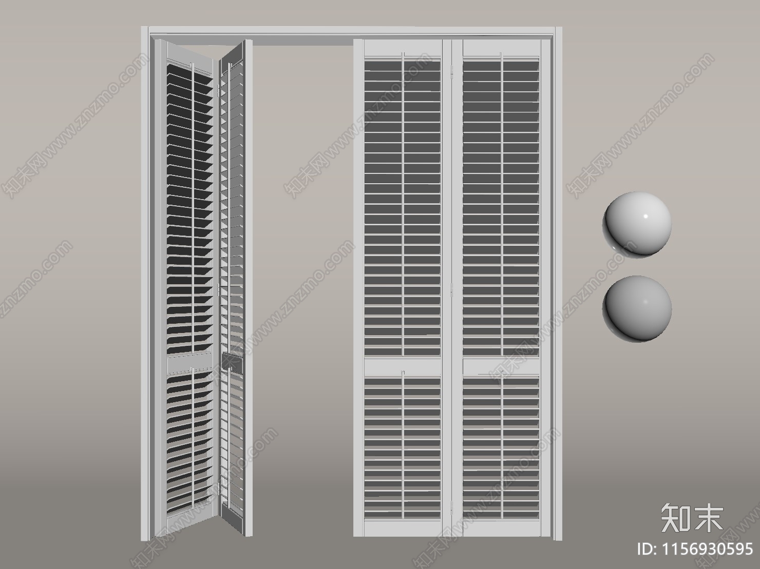 现代中古百叶折叠门SU模型下载【ID:1156930595】