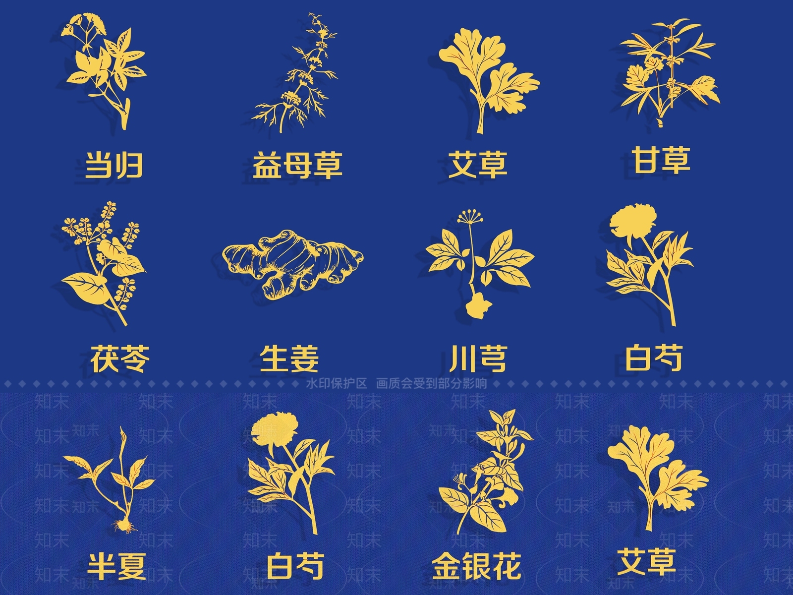 现代中草药图案墙饰挂件SU模型下载【ID:1156931498】