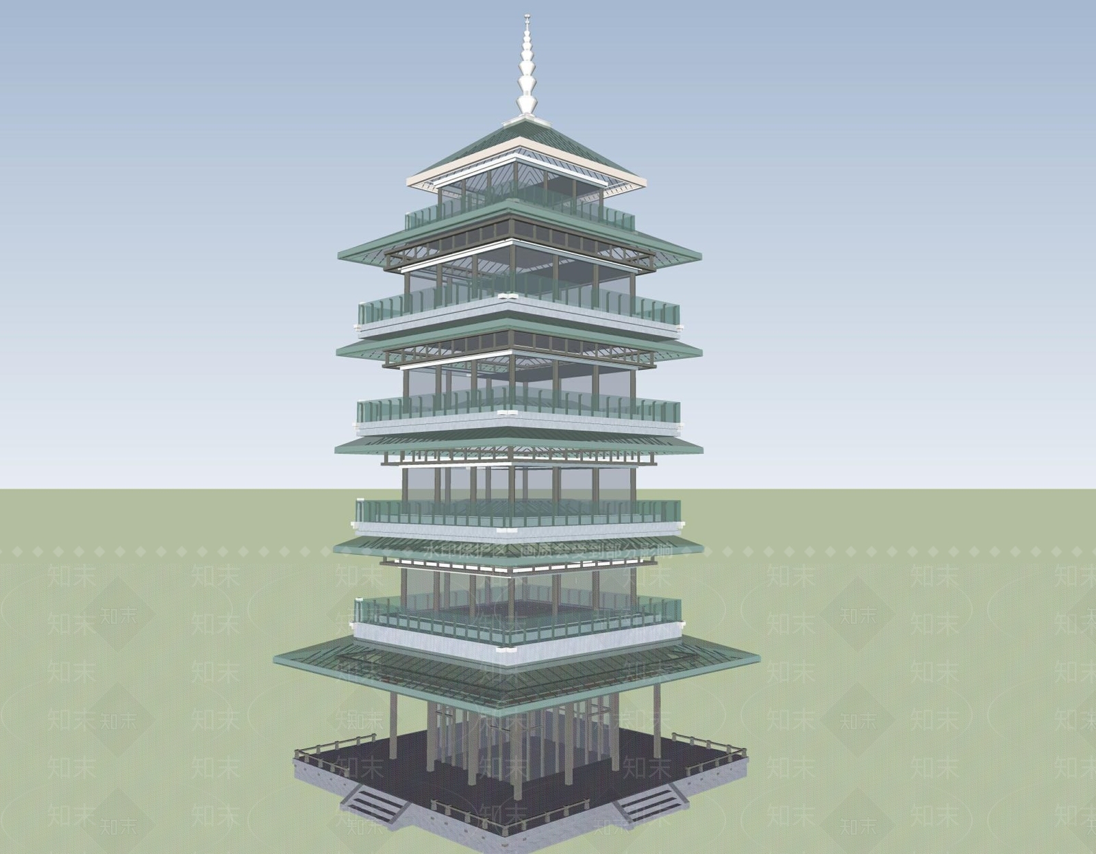 现代玻璃塔SU模型下载【ID:1156932078】