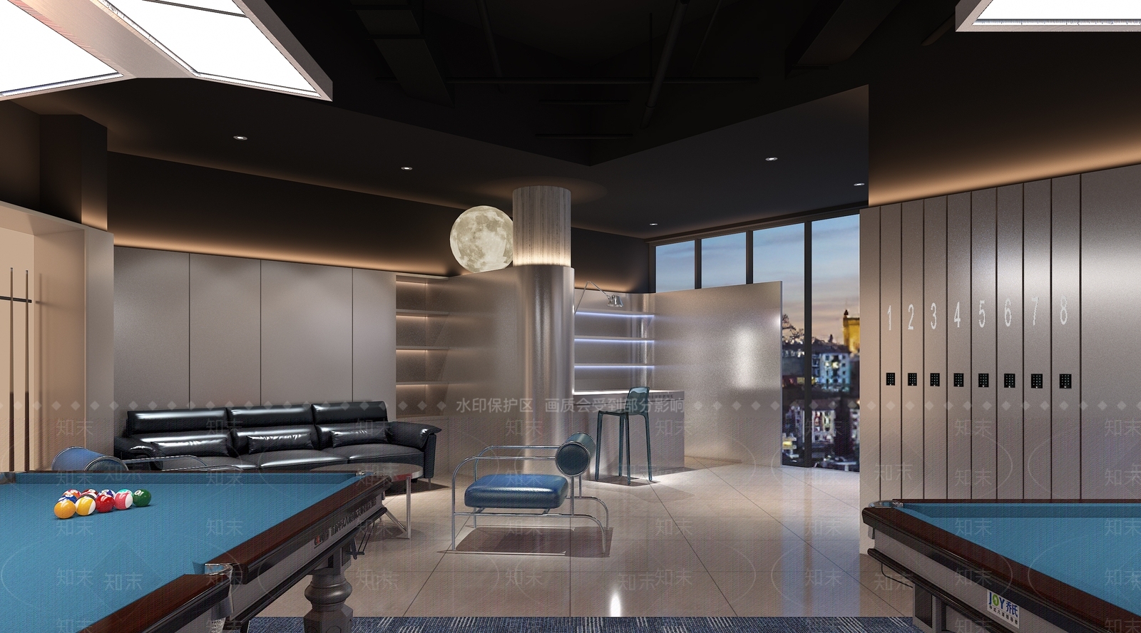 工业风台球室3D模型下载【ID:1214372639】