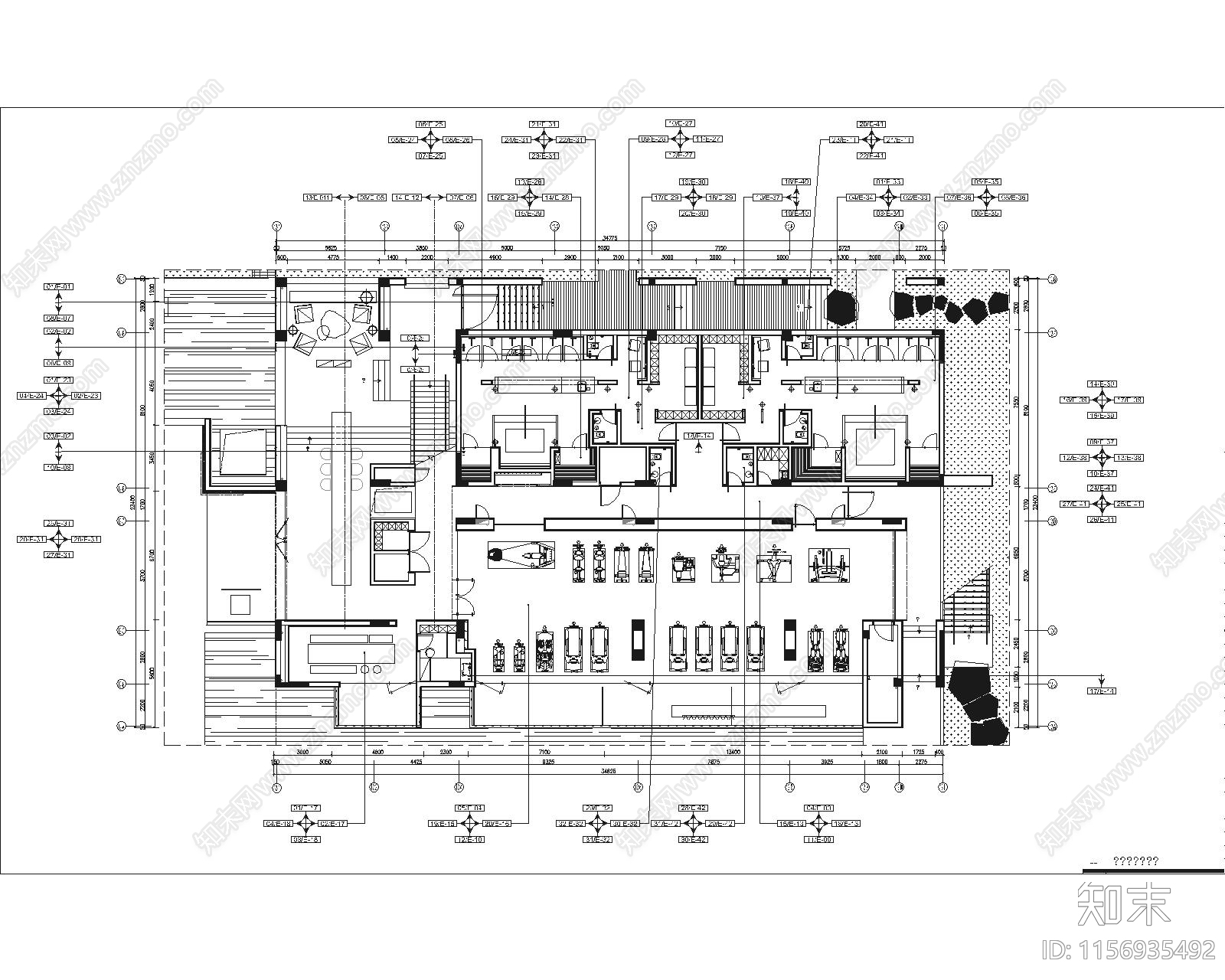 休闲会所cad施工图下载【ID:1156935492】