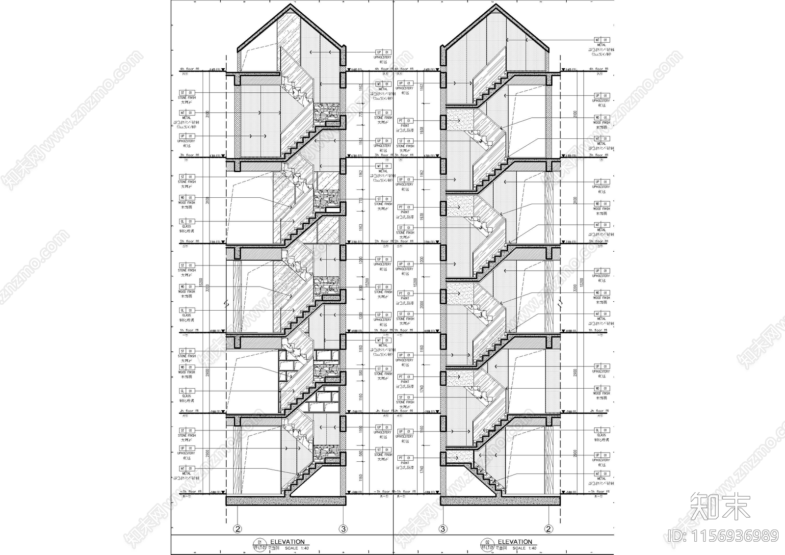 现代玻璃扶手楼梯节点大样图cad施工图下载【ID:1156936989】