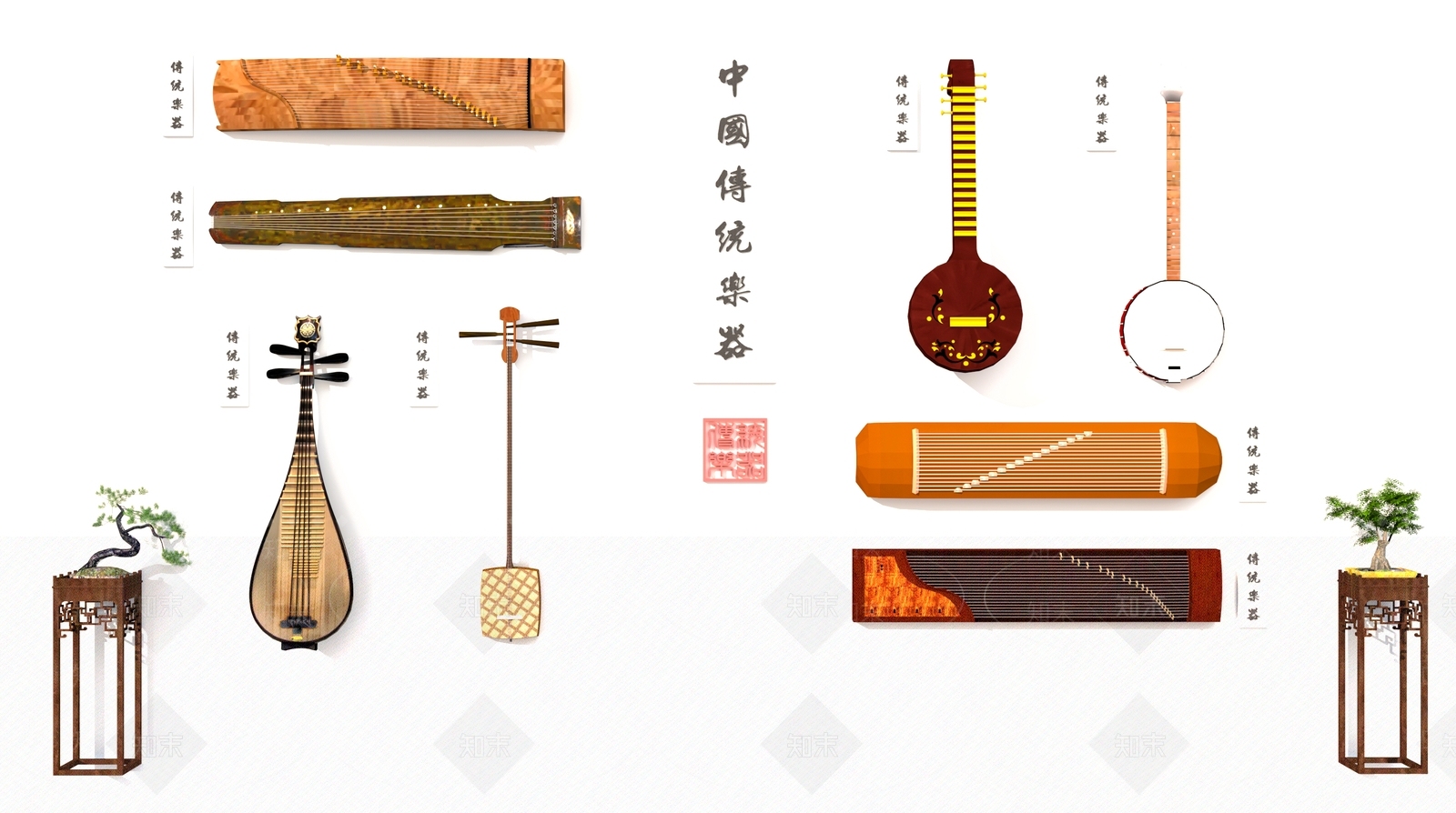 新中式古琴3D模型下载【ID:1156944082】