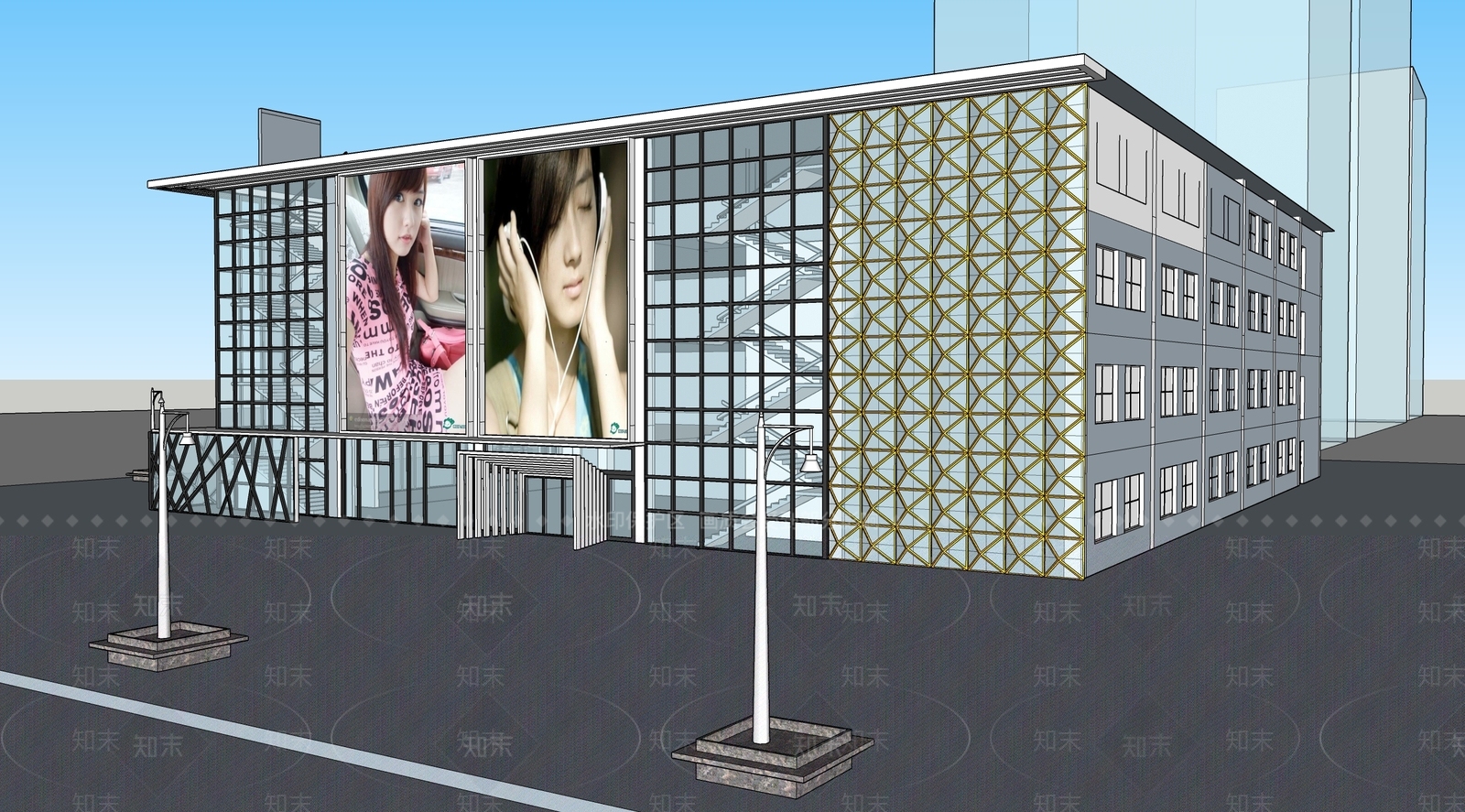 现代商场建筑SU模型下载【ID:1156946822】