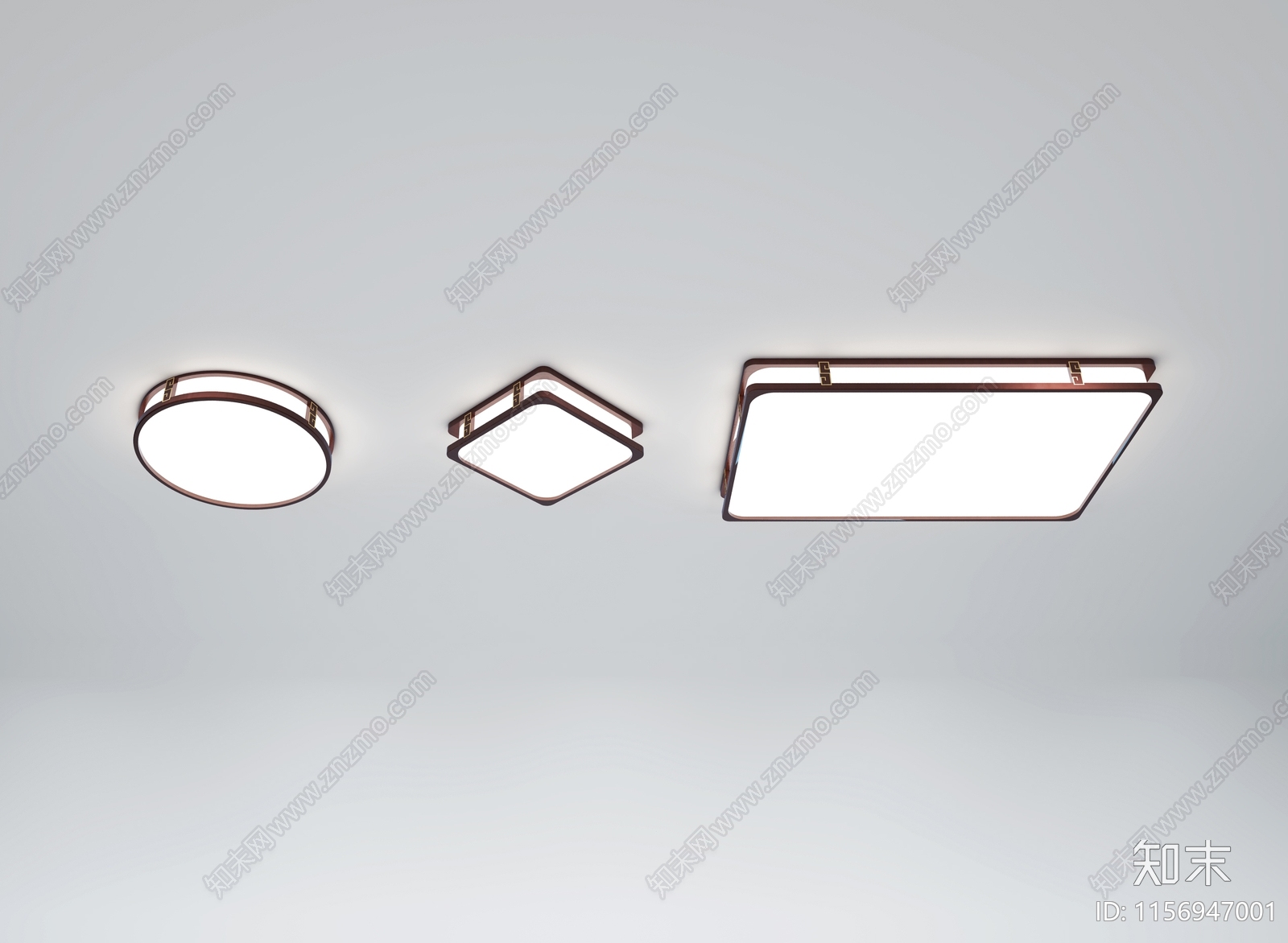 新中式吸顶灯3D模型下载【ID:1156947001】