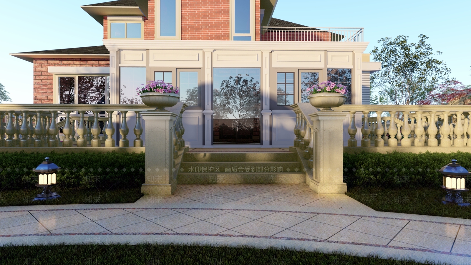 欧式庭院景观SU模型下载【ID:1157150179】