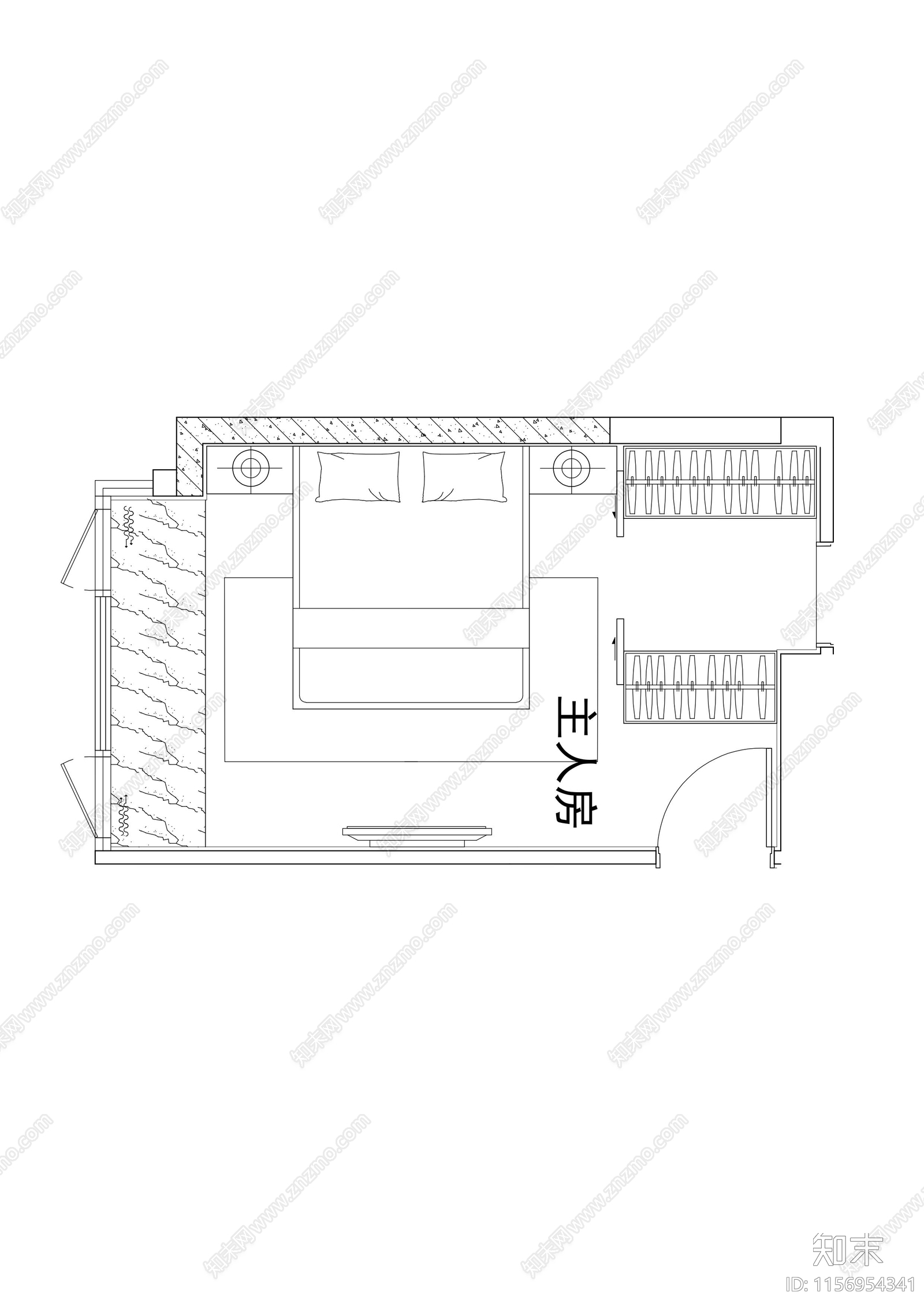 家具卧室cad施工图下载【ID:1156954341】