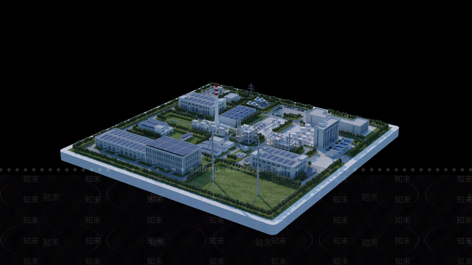 现代化工厂鸟瞰3D模型下载【ID:1159044408】