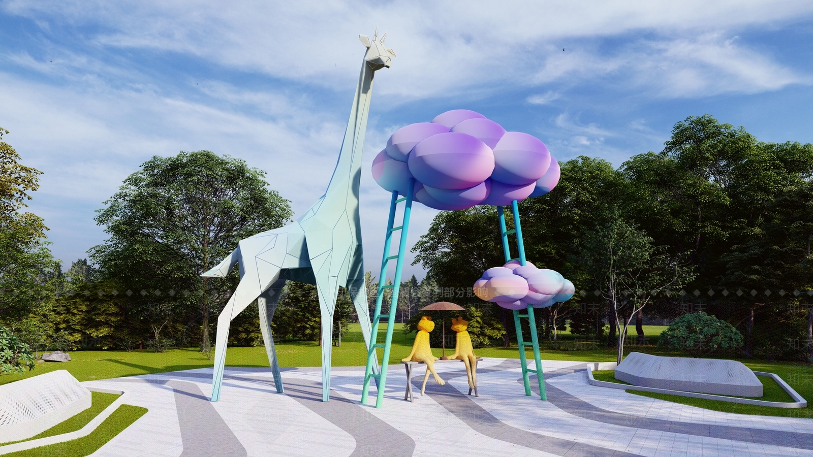 现代创意雕塑小品SU模型下载【ID:1156956473】