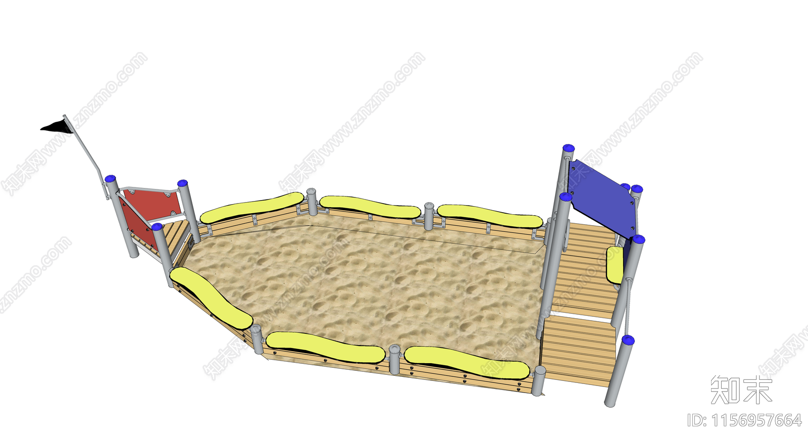 现代儿童游乐场玩沙设备SU模型下载【ID:1156957664】