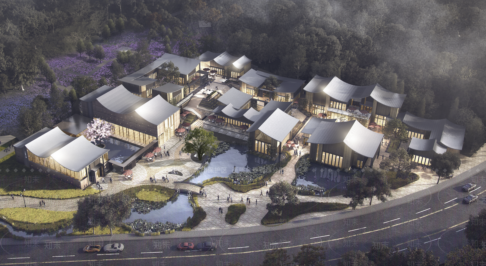 新中式坡屋顶酒店SU模型下载【ID:1156958144】