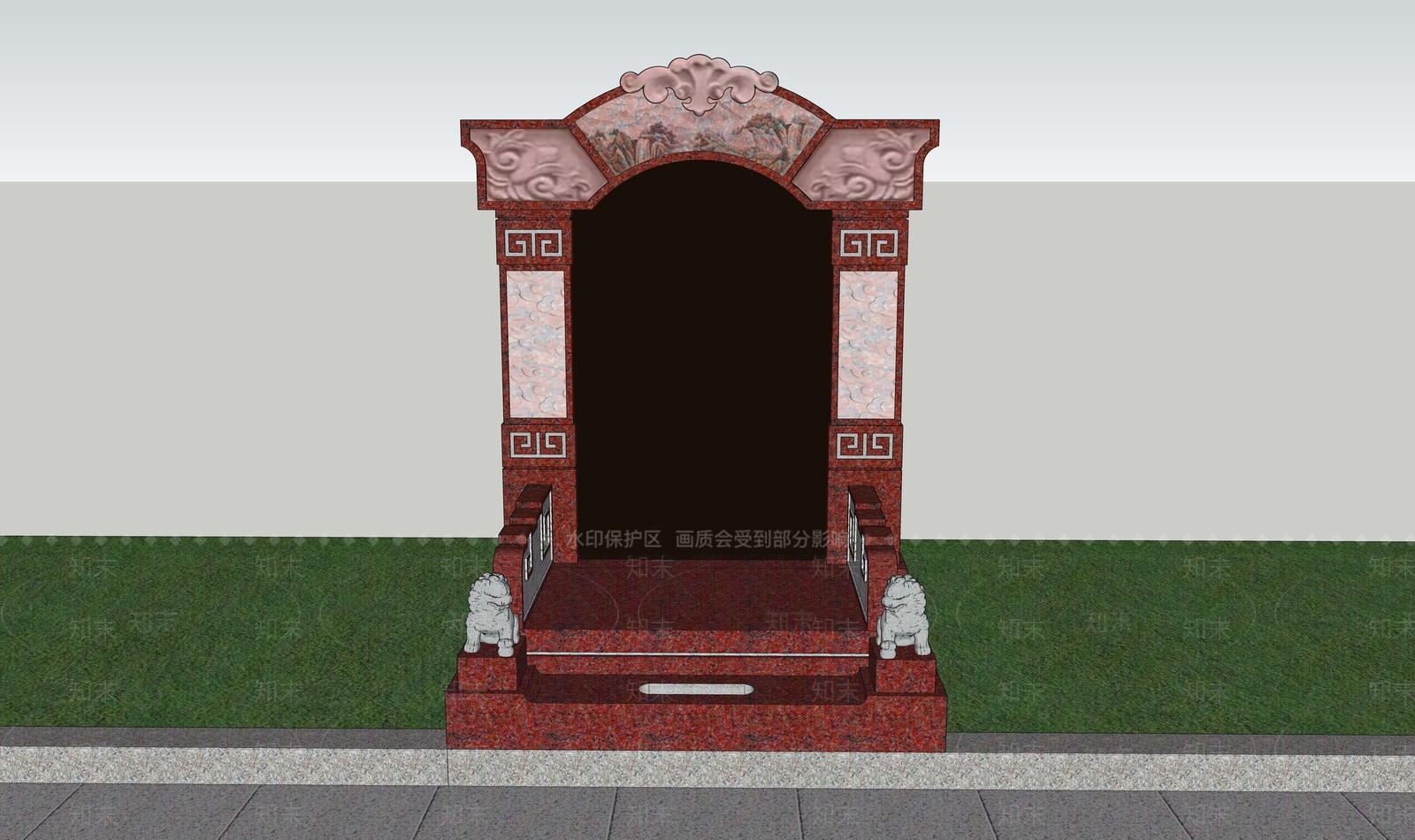 新中式墓碑SU模型下载【ID:1156958679】