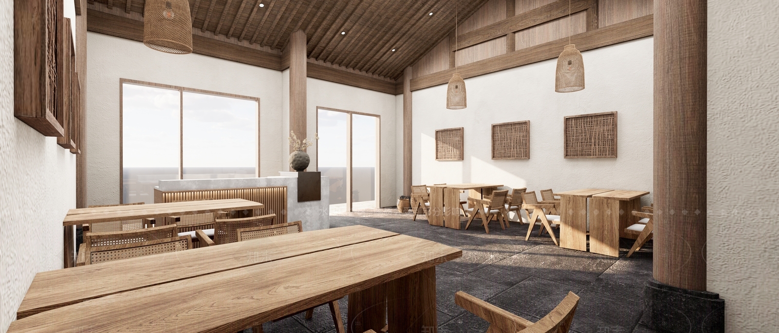 侘寂民宿餐厅SU模型下载【ID:1215995915】